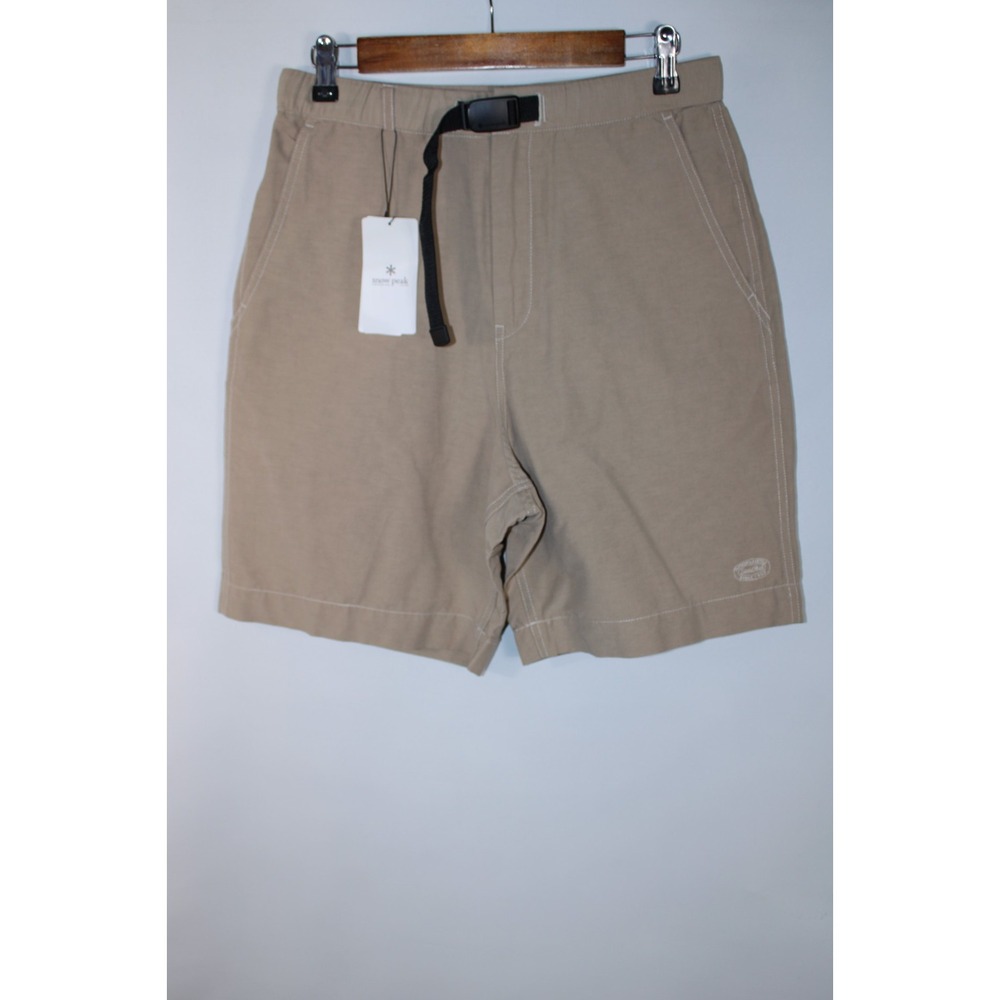 NWT Snow Peak Men's Medium Beige Cotton Blend Belted Light Mountain Shorts